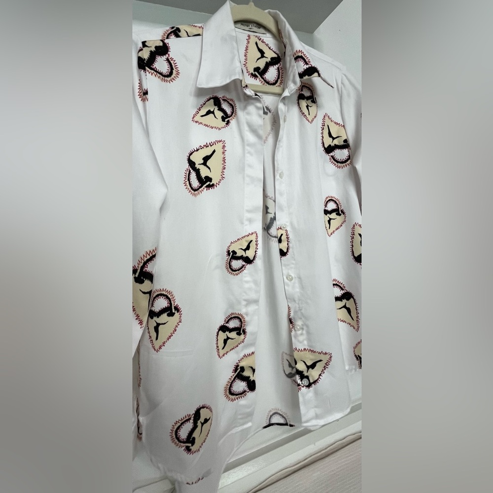 WOMEN  luxury White Blouse with  unique pattern